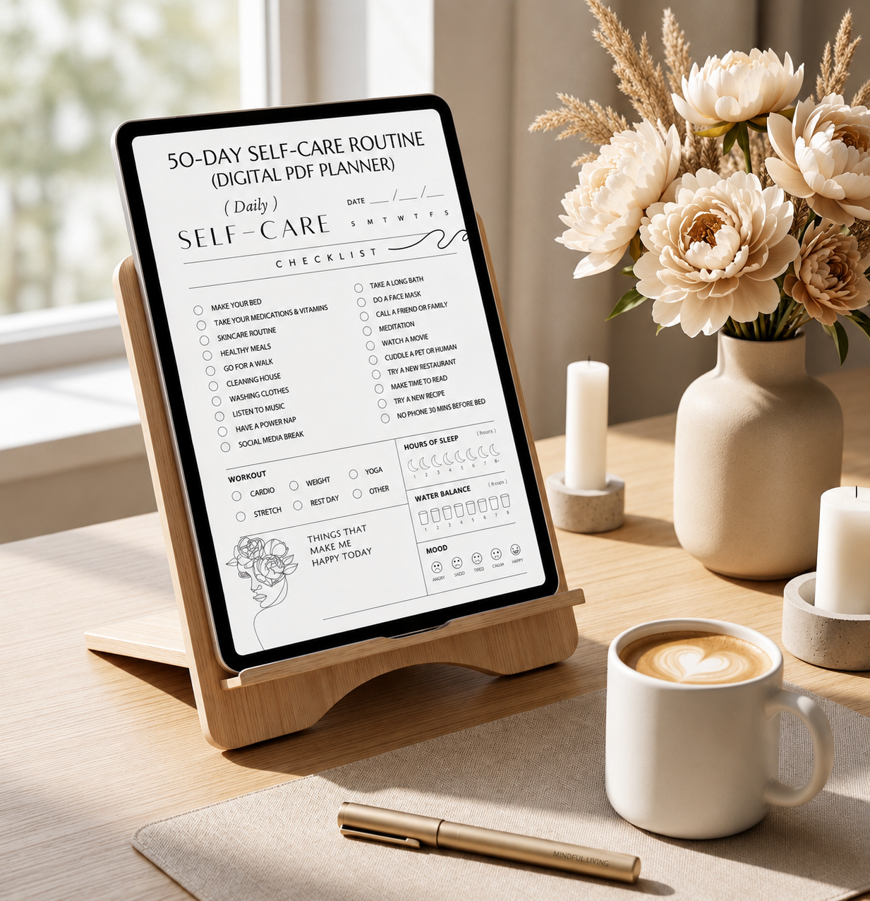 50-Day Self-Care Planner | Daily Wellness, Habit & Mental Health Journal